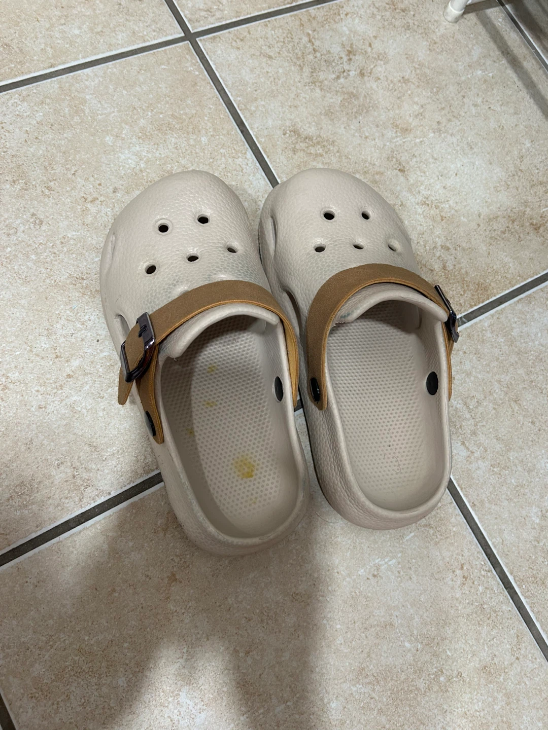 Beige Clogs with Brown Strap - Size 6.5 (W) - photo 3