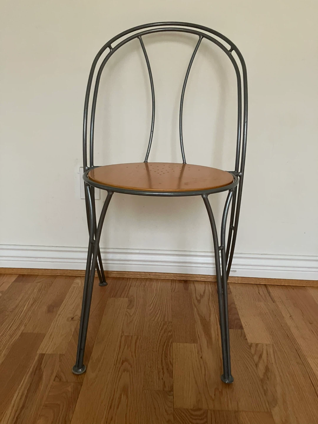Metal Bistro Chair with Wooden Seat - photo 2