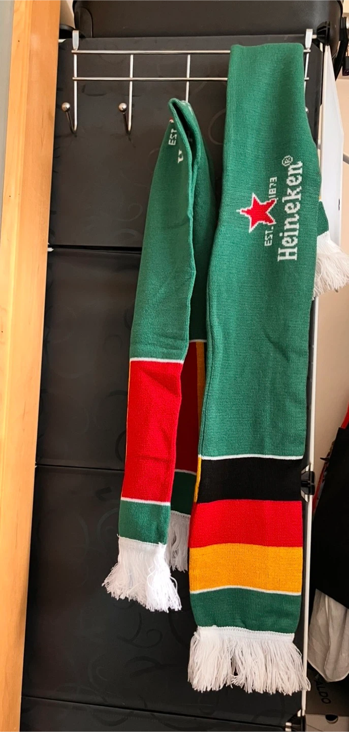 2 Heineken Green Red Black Yellow Striped Scarf