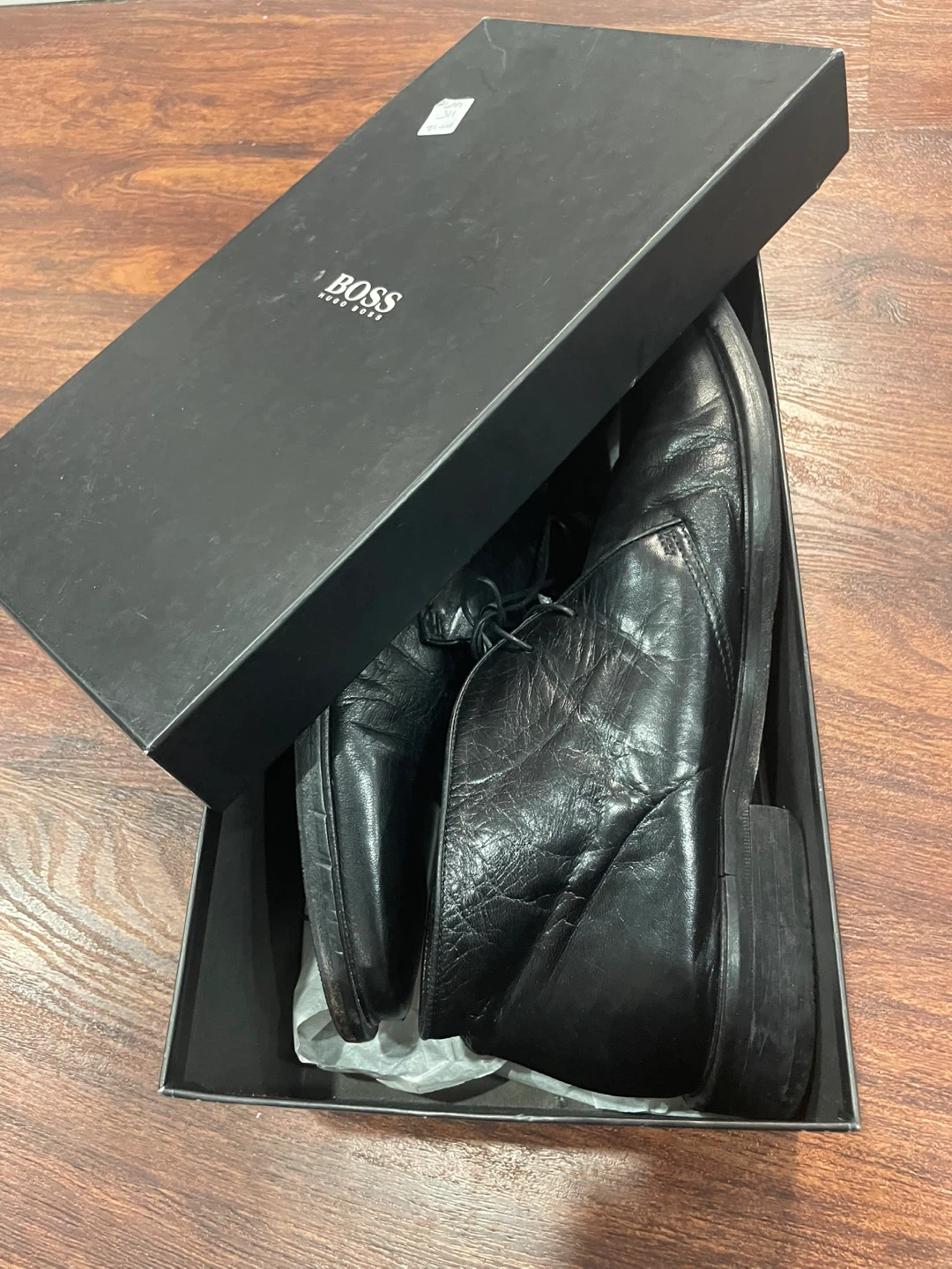BOSS Hugo Boss Black Leather Chukka Boots with Box - photo 3