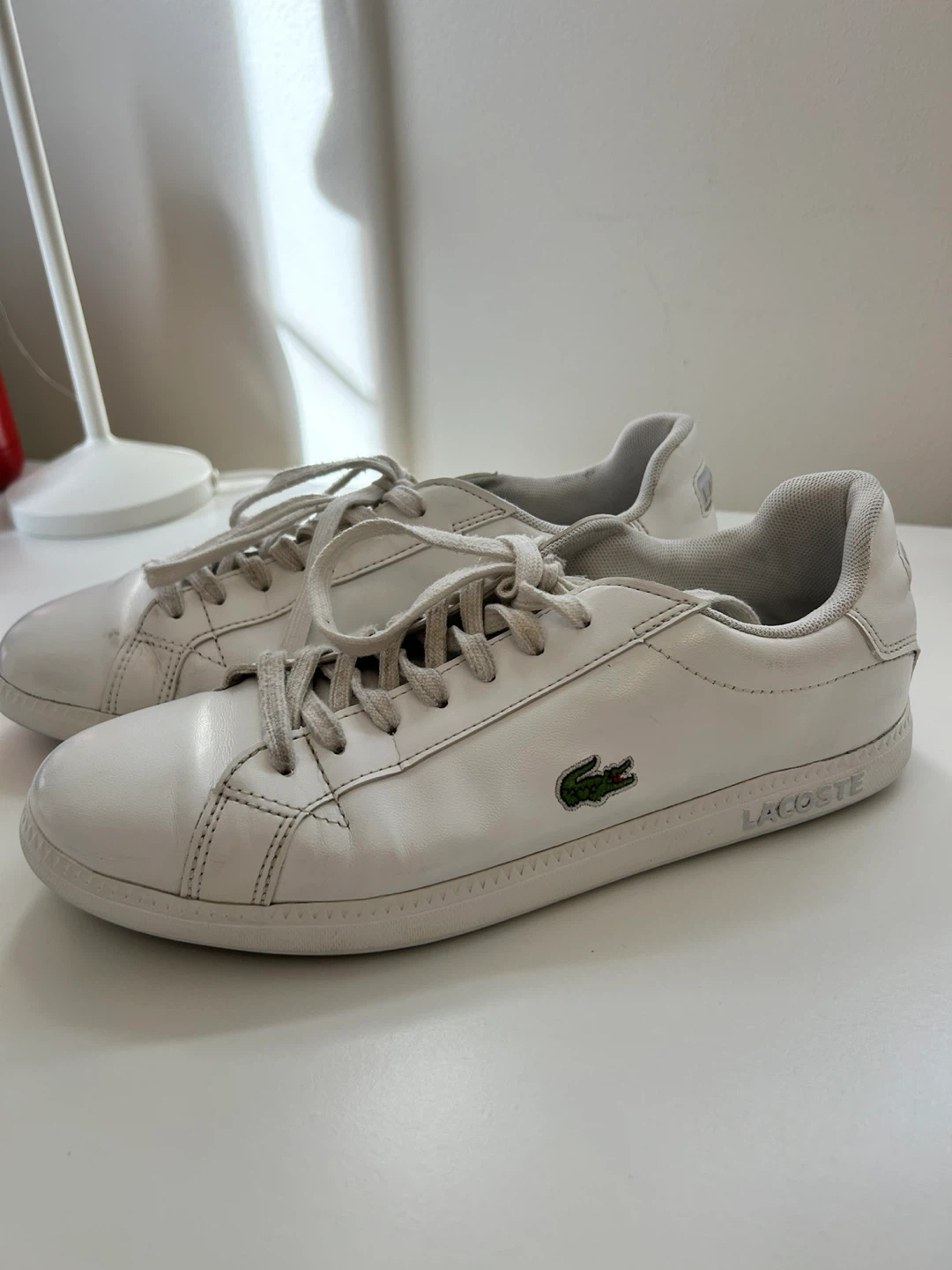 White Lacoste Leather Sneakers - photo 3