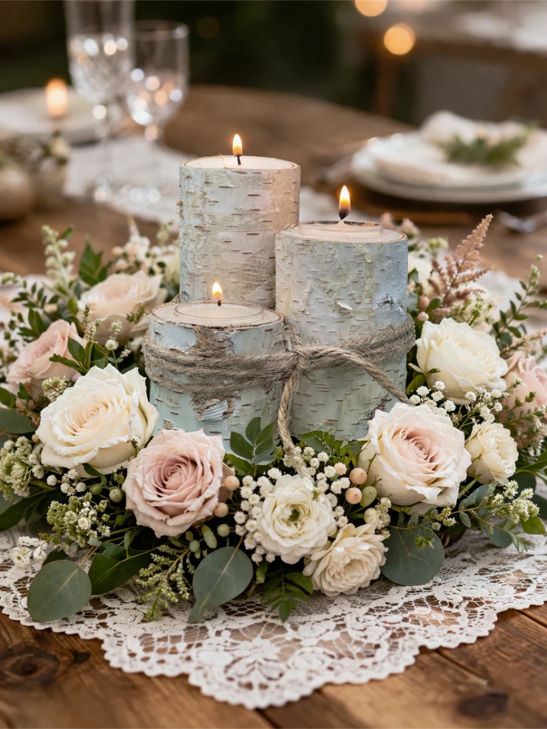 Birch Candle Holder Trio