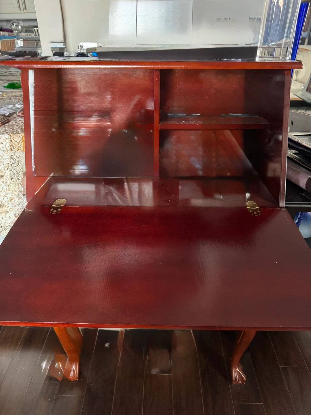 Vintage Wooden Drop Front Secretary Desk with Drawers - photo 2