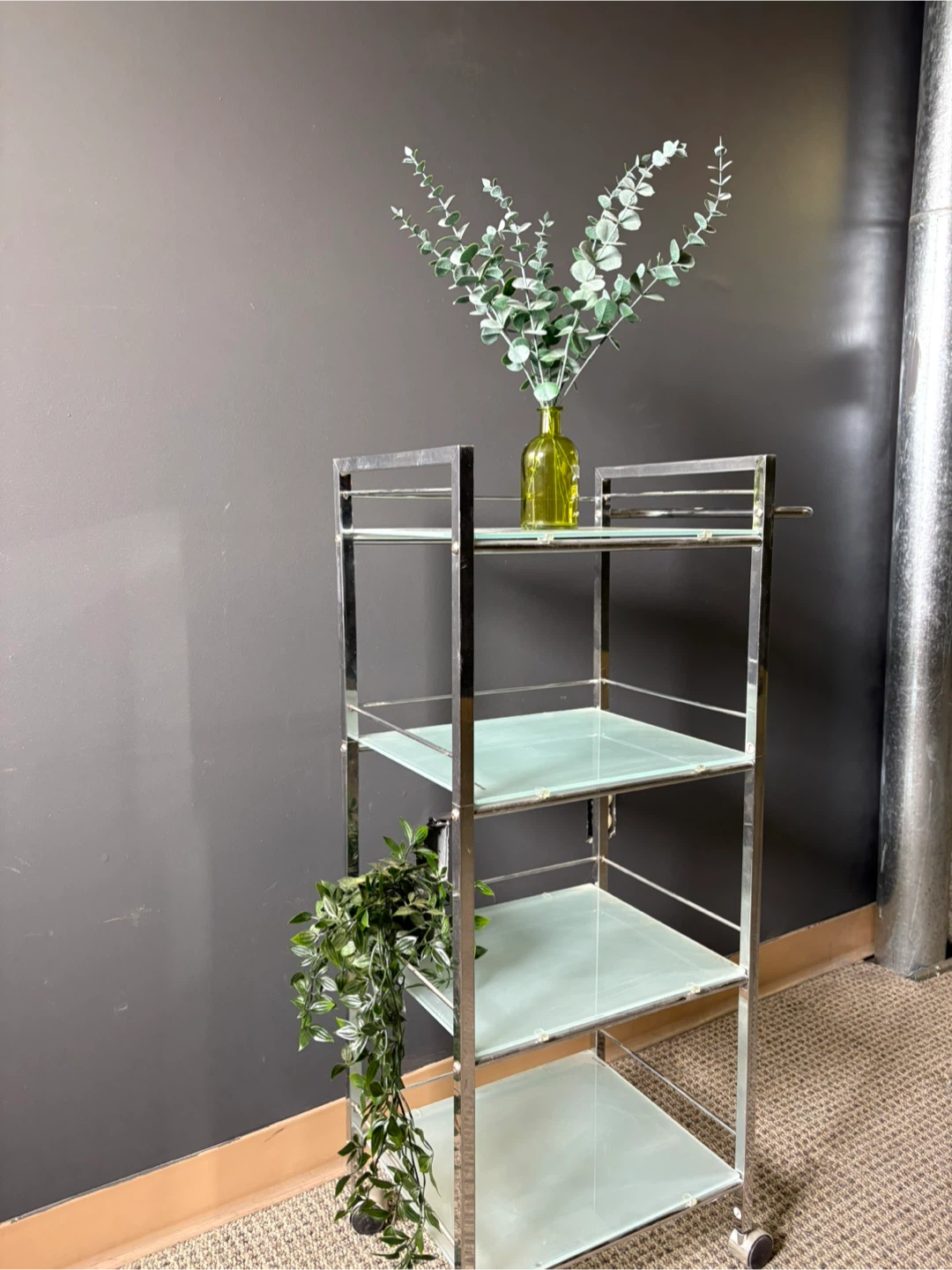 Chrome and Glass 4-Tier Rolling Cart - photo 4