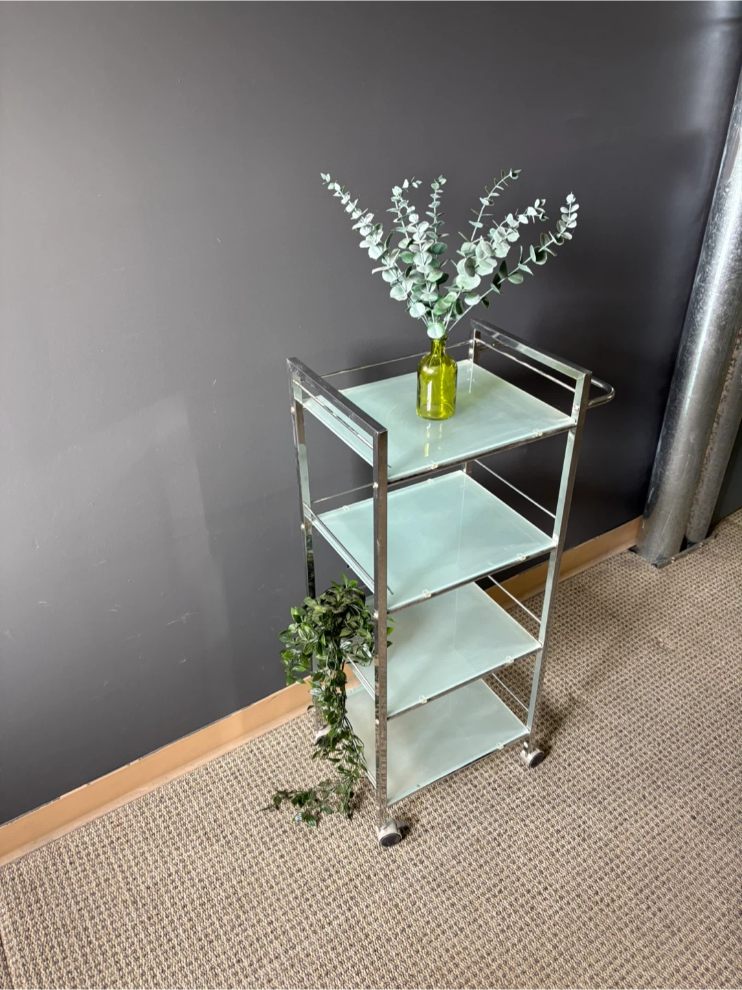 Chrome and Glass 4-Tier Rolling Cart - photo 3