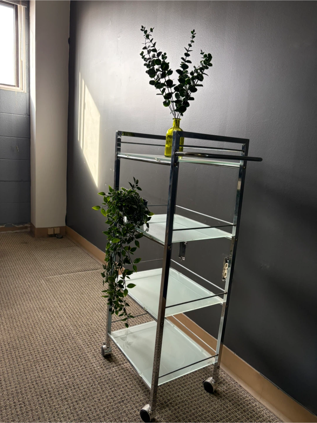 Chrome and Glass 4-Tier Rolling Cart - photo 2