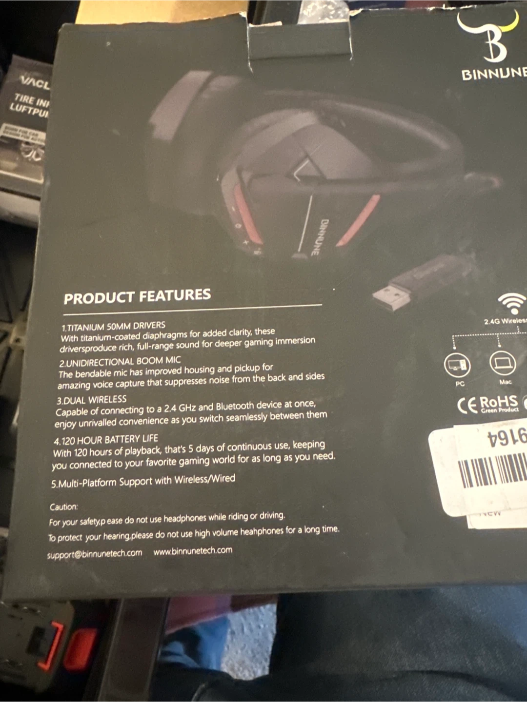 BINNUNE BW01 Wireless Gaming Headset - photo 2