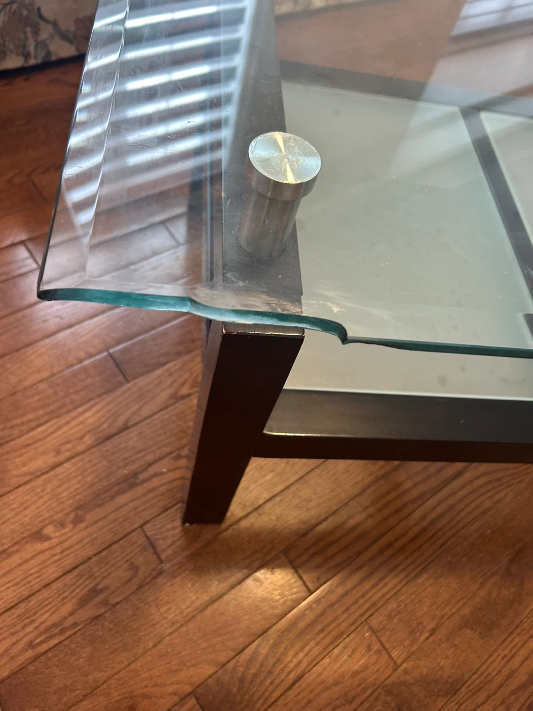 Glass Top Coffee Table with Dark Wood Frame - photo 3