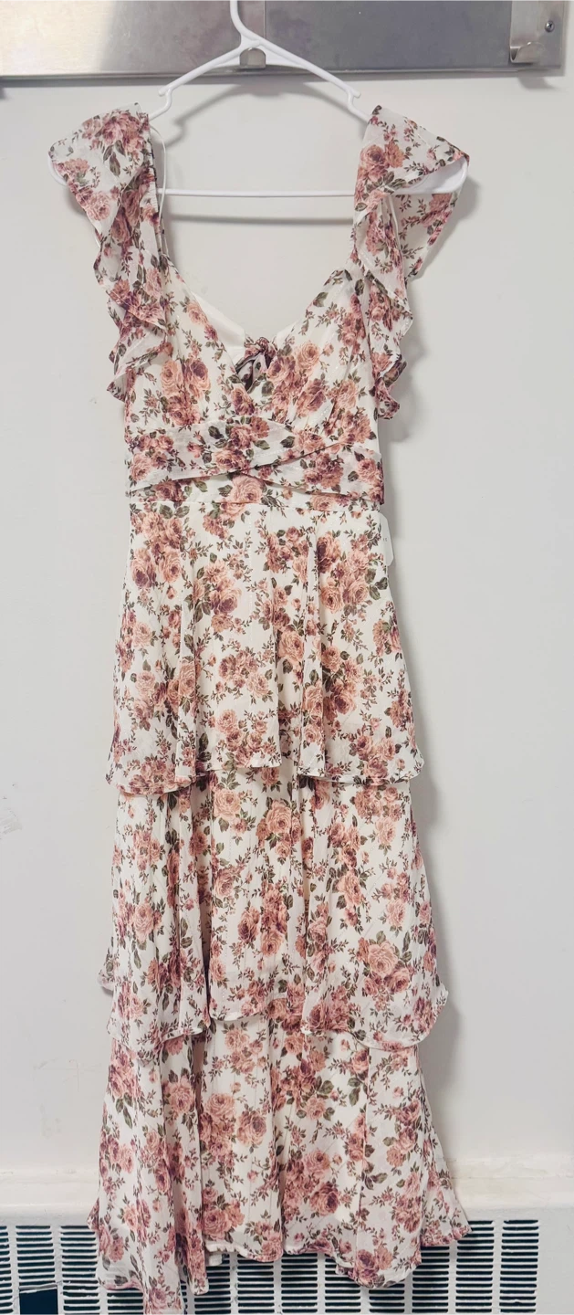 Very Pretty Floral Tiered Dress - Dusty Rose from Altar’d State