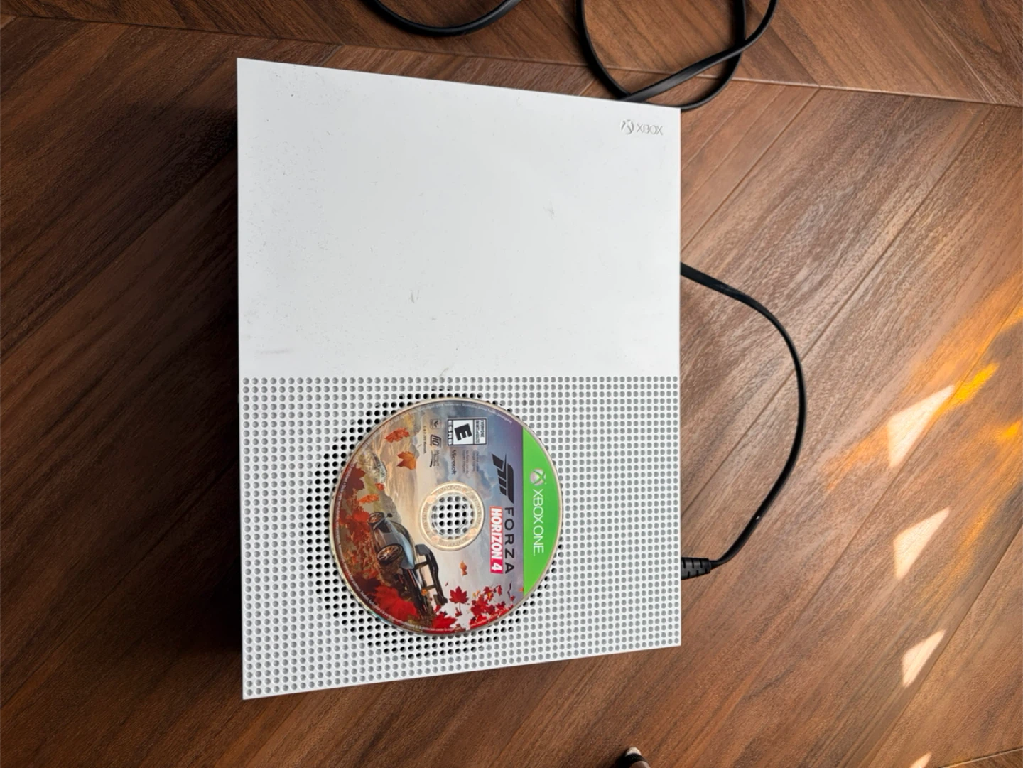 White Xbox One S Console with Controller and Forza Horizon 4