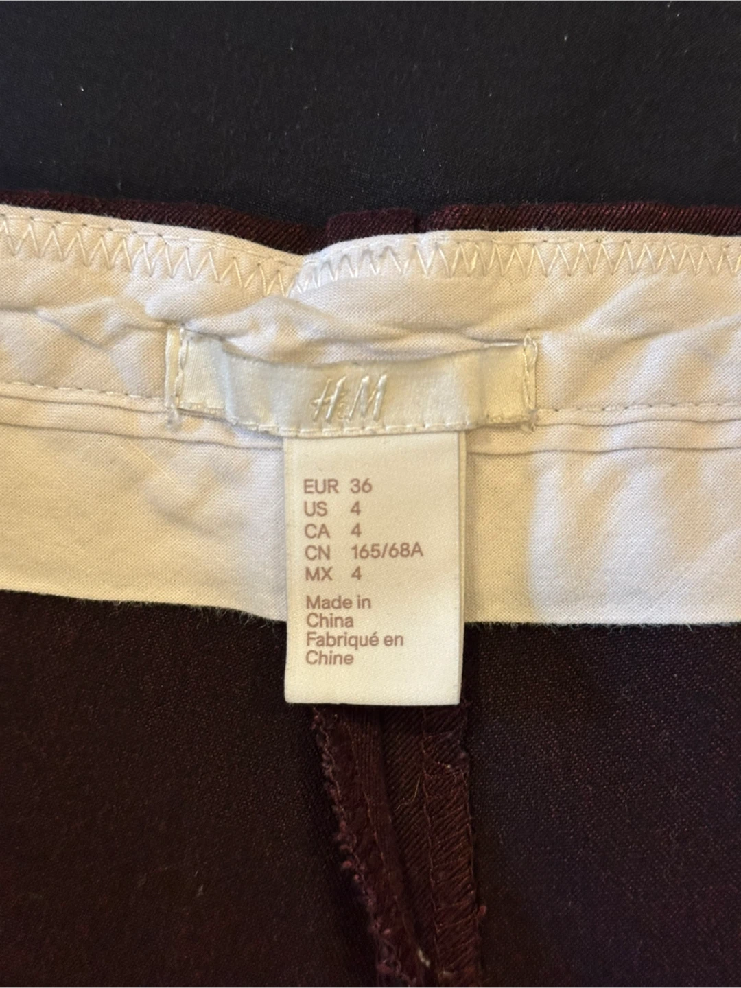 H&M Burgundy Slim Fit Pants - Size US 4 - photo 2