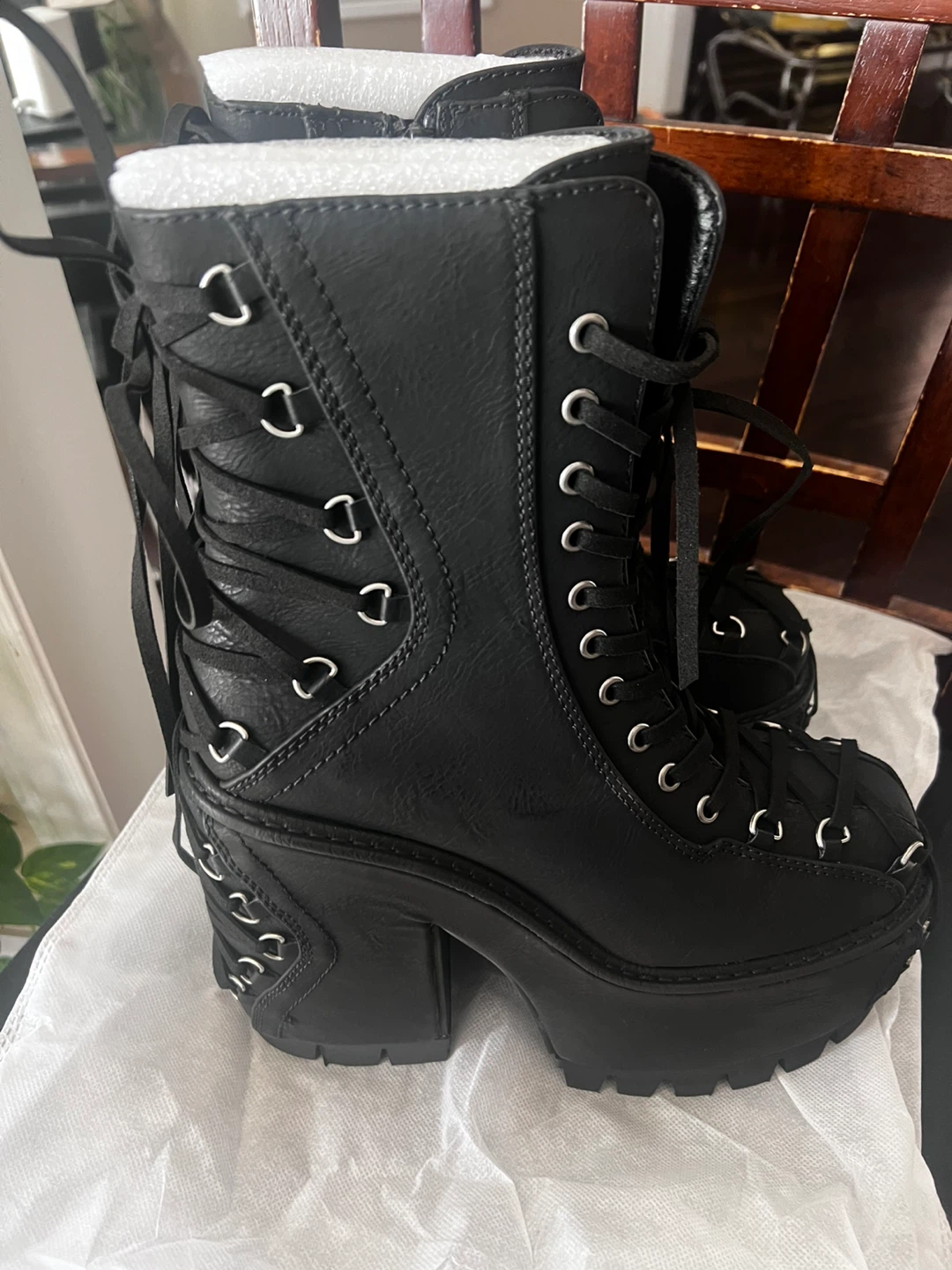 Black Lace-Up Platform Boots - photo 4