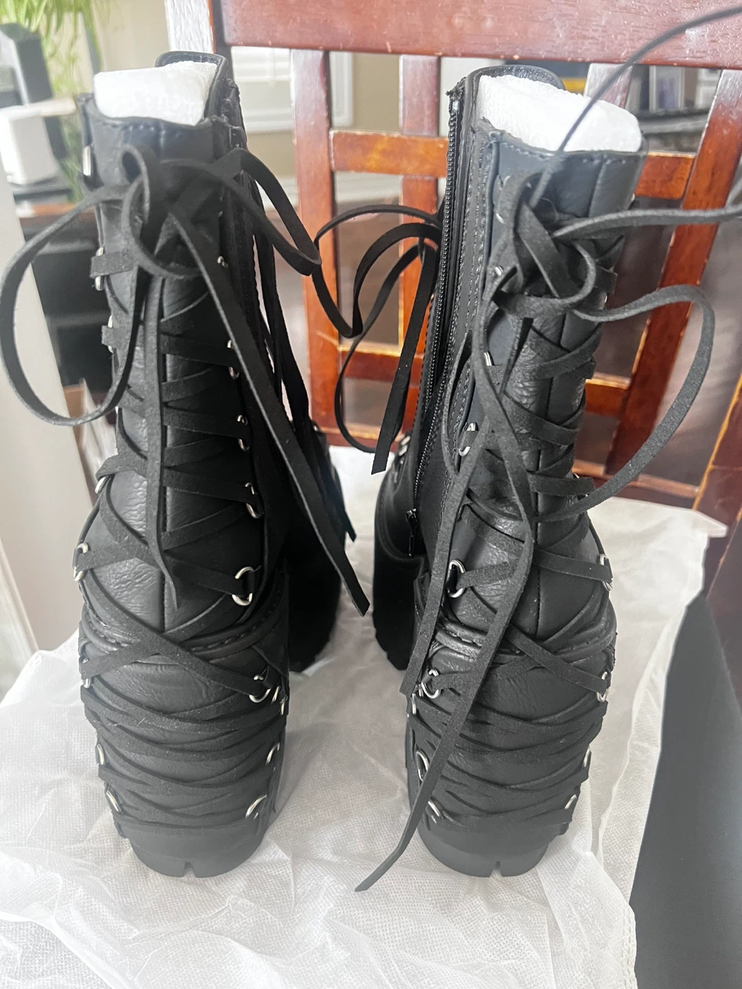 Black Lace-Up Platform Boots - photo 5