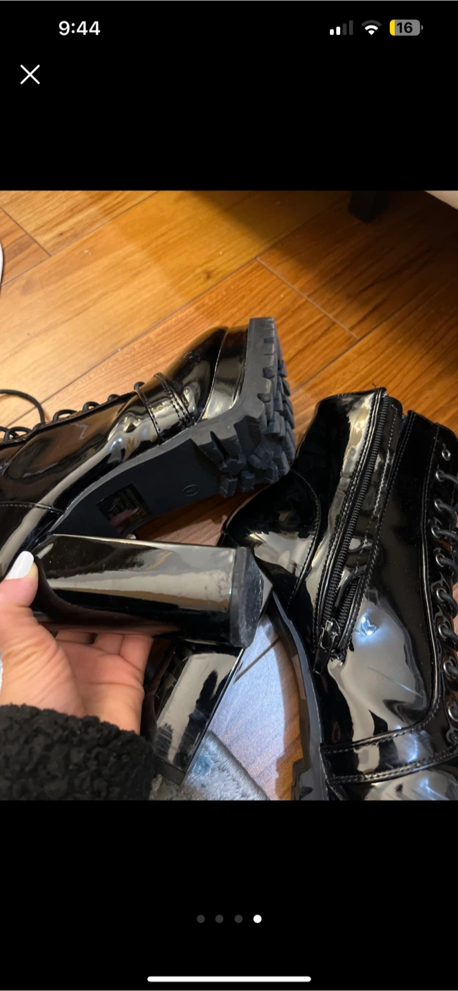 Black Chunky Heel Lace-Up Boots size 7 - photo 3