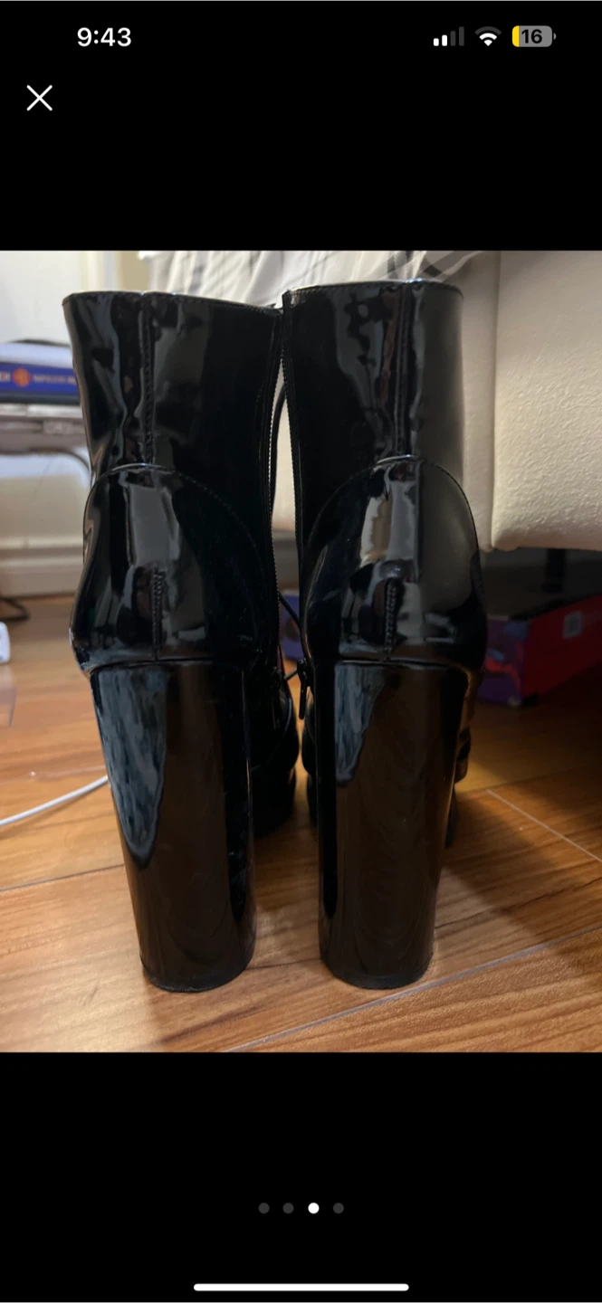 Black Chunky Heel Lace-Up Boots size 7 - photo 4