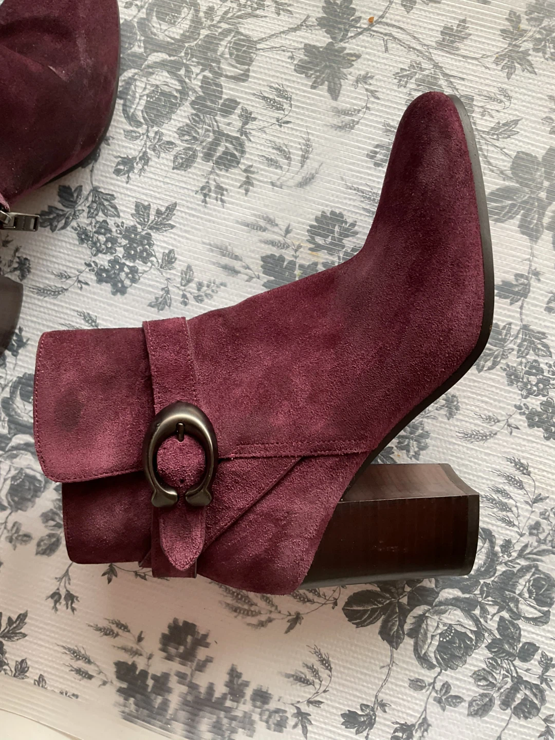 Burgundy Suede Ankle Boots