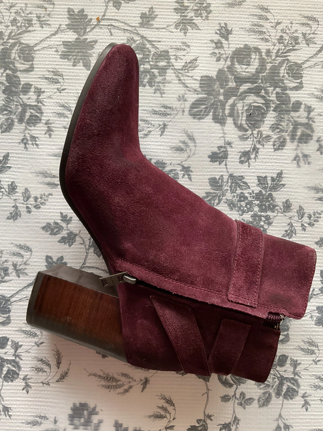 Burgundy Suede Ankle Boots - photo 3