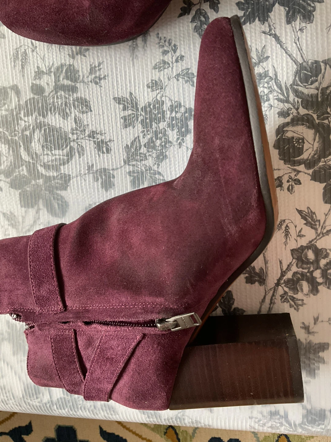 Burgundy Suede Ankle Boots - photo 4