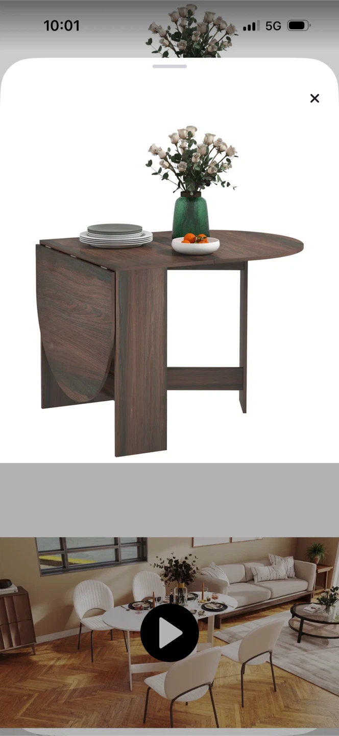 Drop Leaf Dining Table - Dark Brown - photo 2
