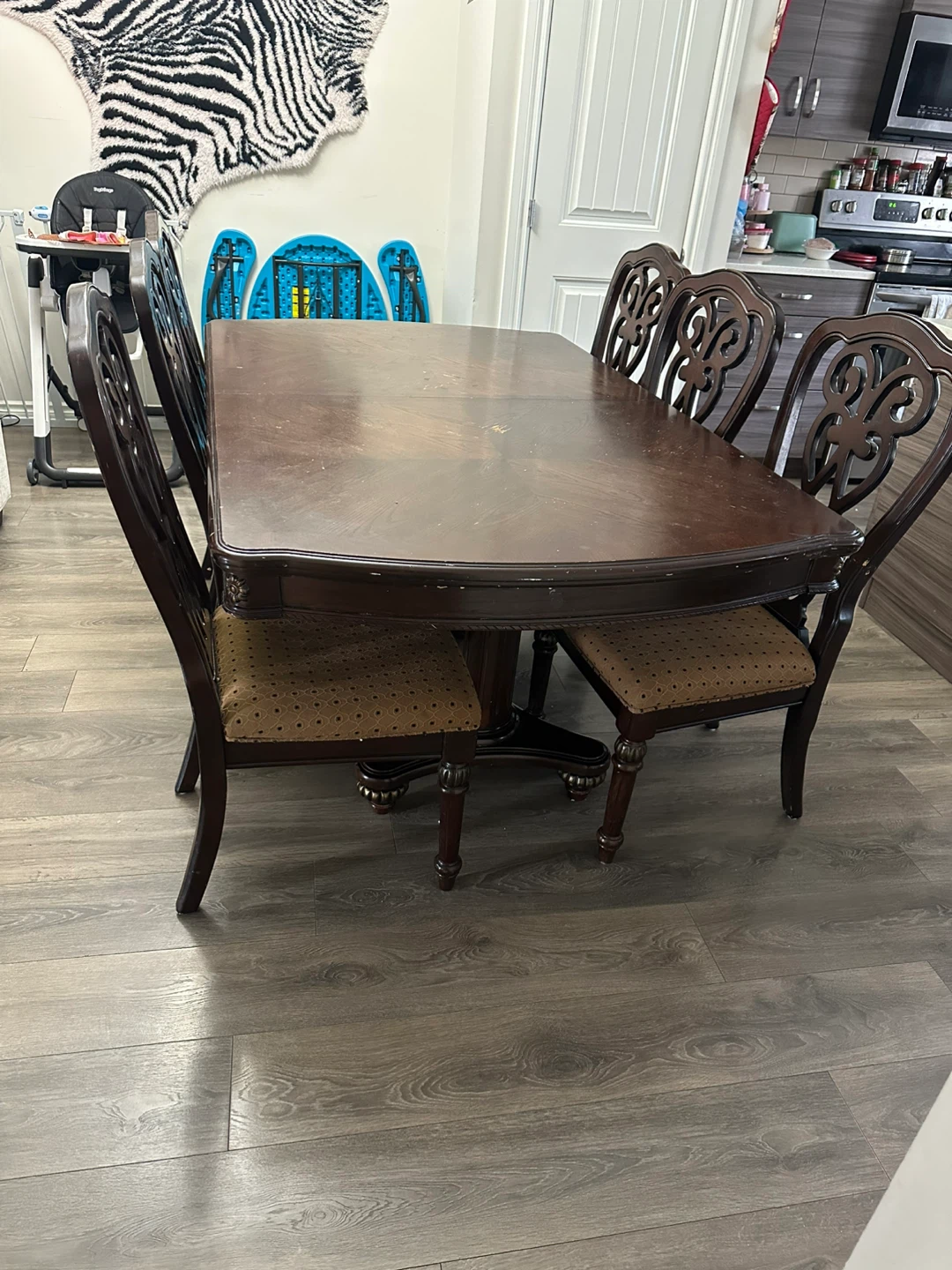 Dark Wood Dining Table with 4 Chairs