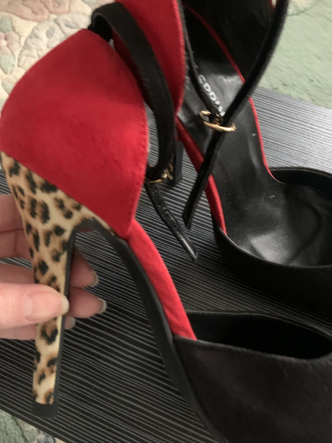NEW - Black, Red & Leopard Print High heels size 6.5