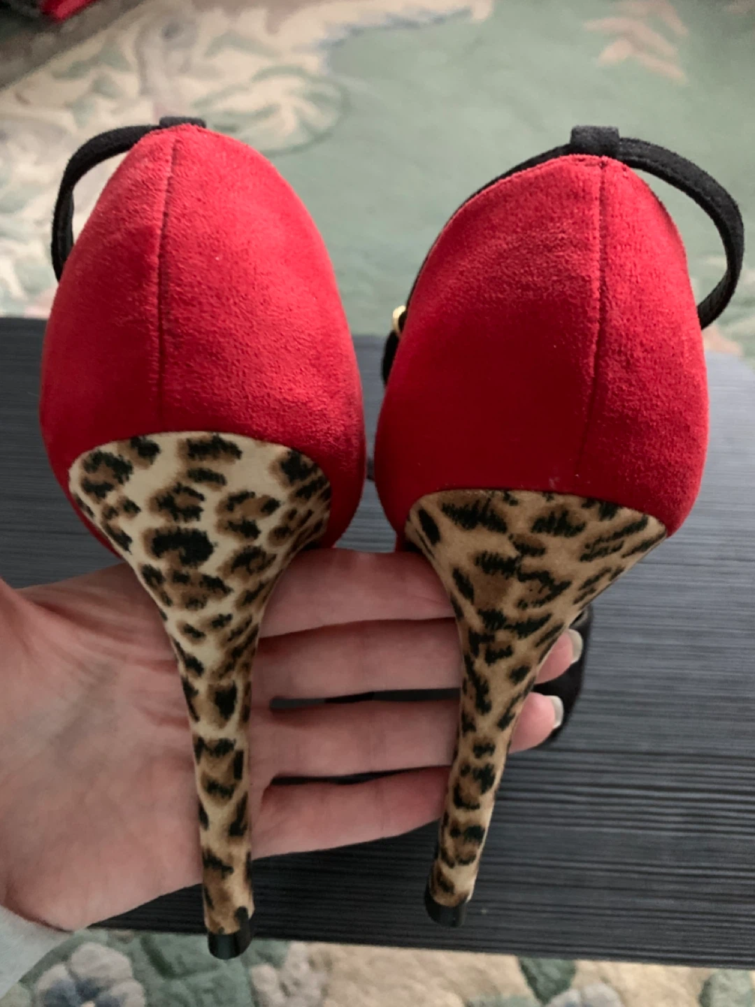 NEW - Black, Red & Leopard Print High heels size 6.5 - photo 5