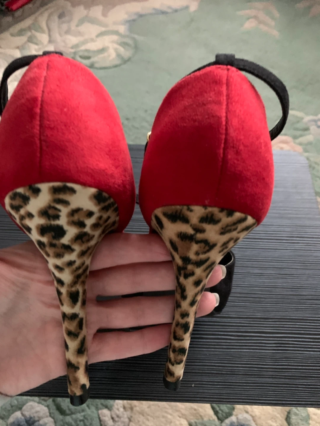NEW - Black, Red & Leopard Print High heels size 6.5 - photo 2