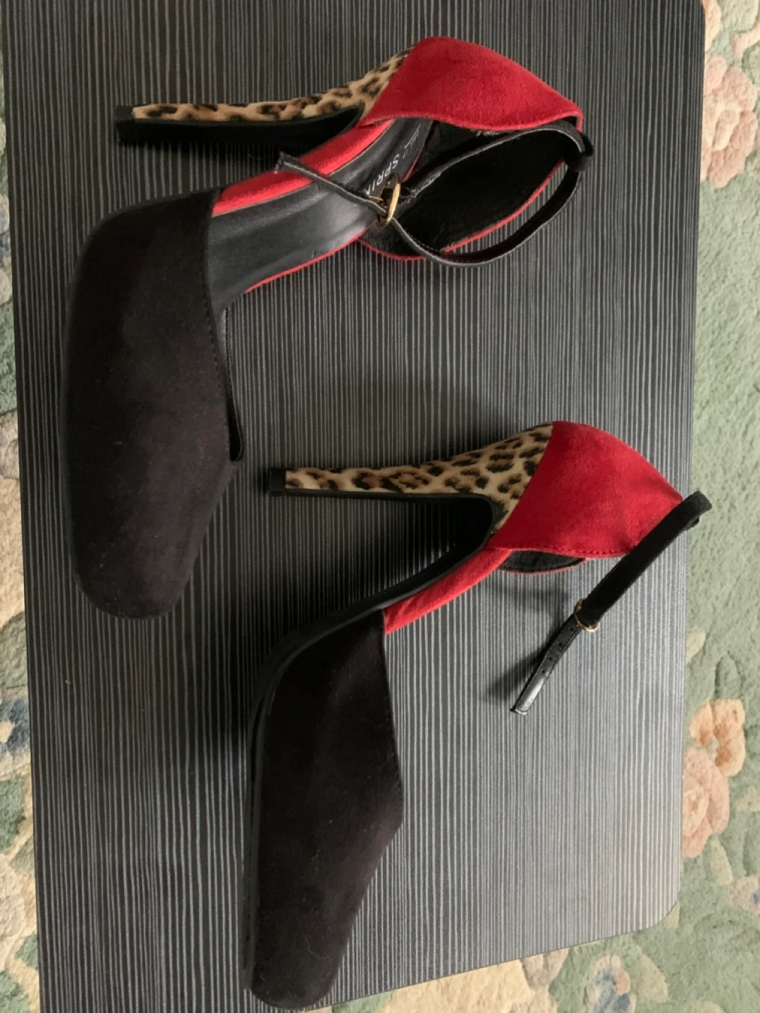 NEW - Black, Red & Leopard Print High heels size 6.5 - photo 3