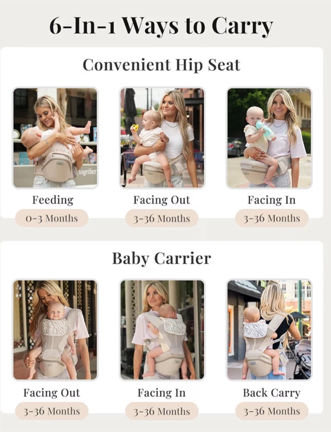 MOMTORY StowNGO Pro Baby Carrier Hip Seat - Khaki - photo 2