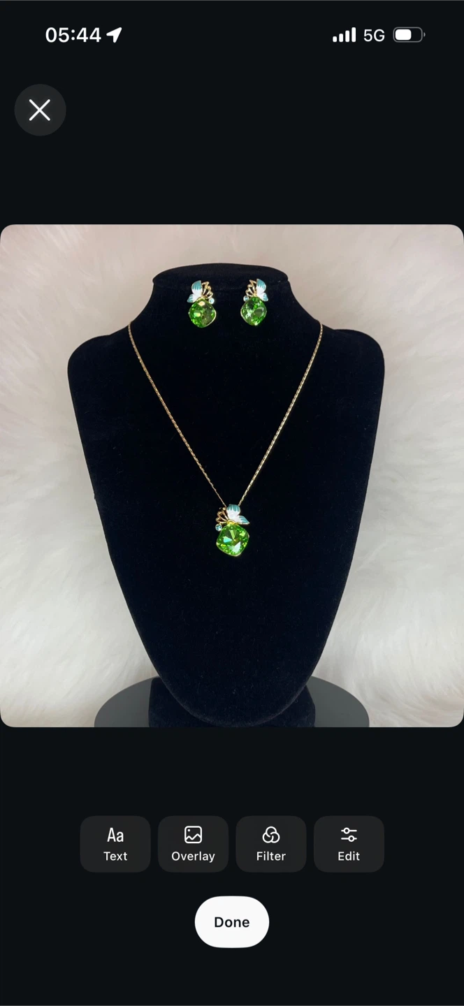Green Crystal Necklace and Earring Set
