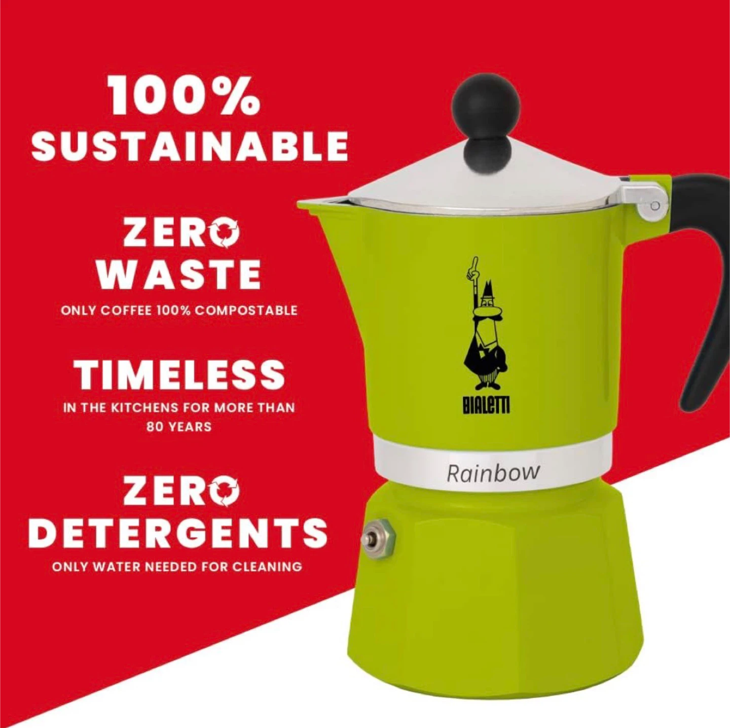 Bialetti Rainbow Moka Pot - Lime Green - photo 2