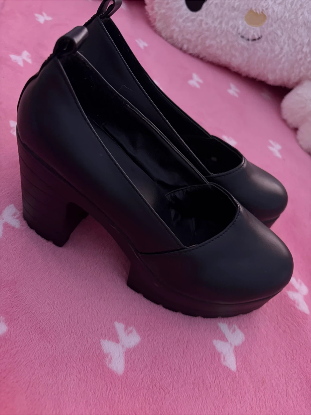 Black Platform Chunky Heel Shoes - photo 2
