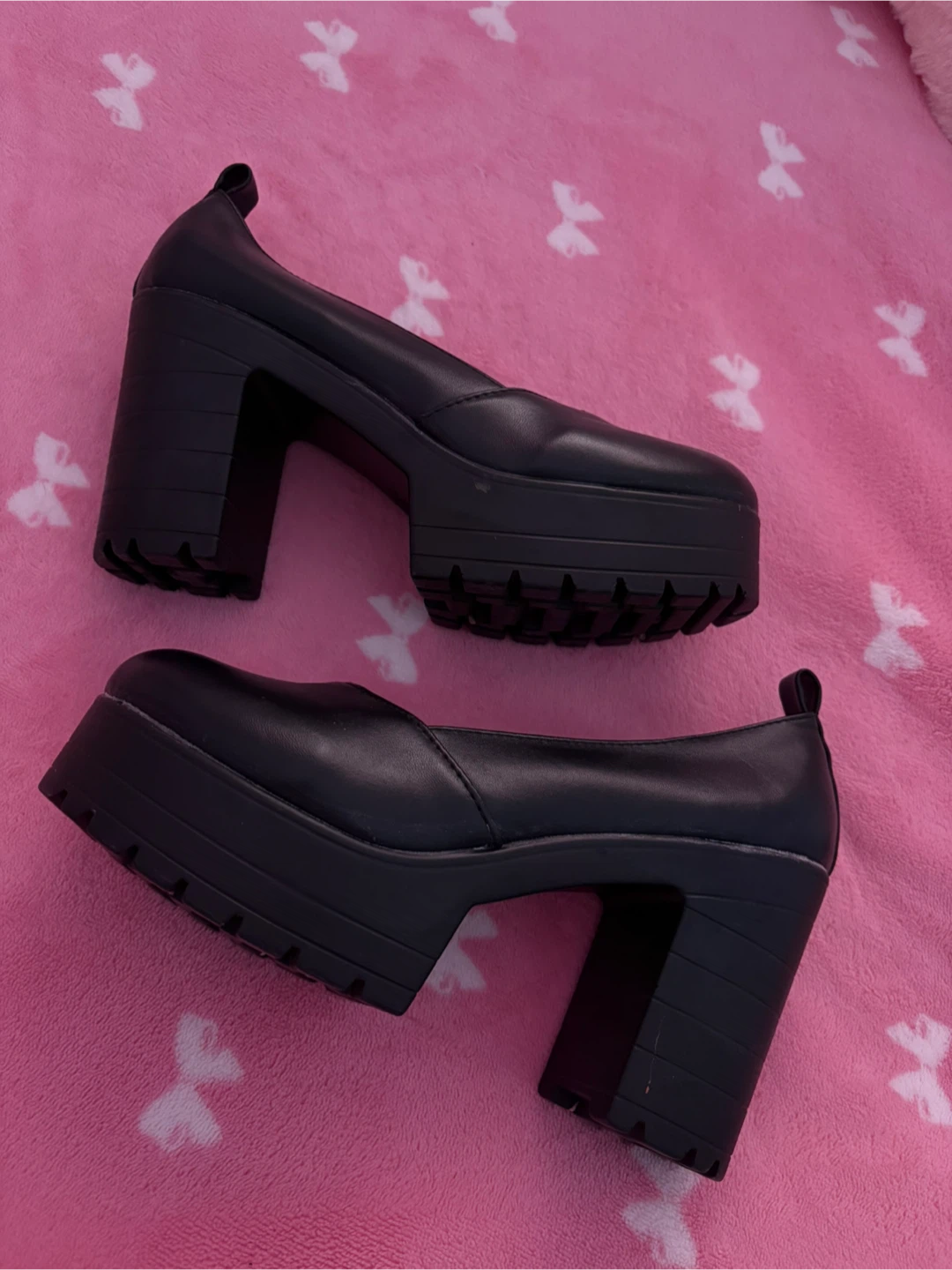 Black Platform Chunky Heel Shoes