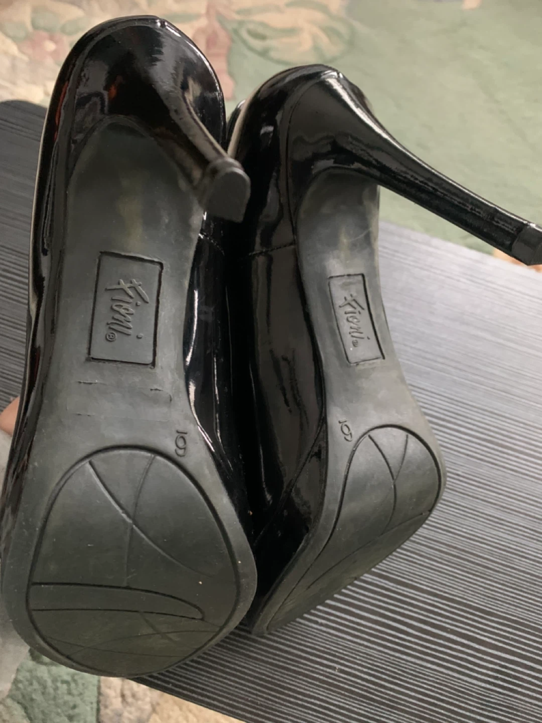 Fioni Black Patent Peep-Toe Heels - Size 6 - photo 5