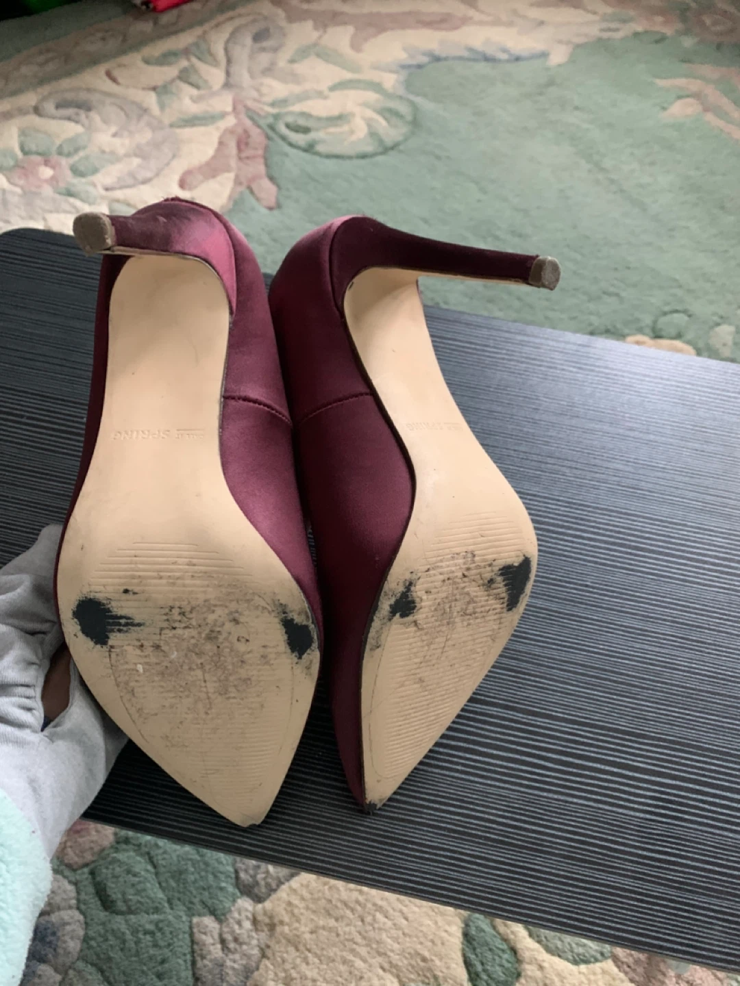 Women's Burgundy Satin Heels Size 6 - photo 5