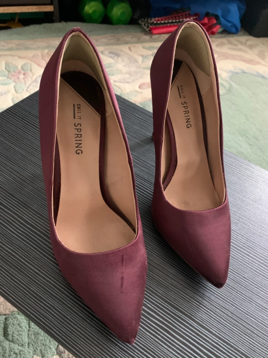 Women's Burgundy Satin Heels Size 6