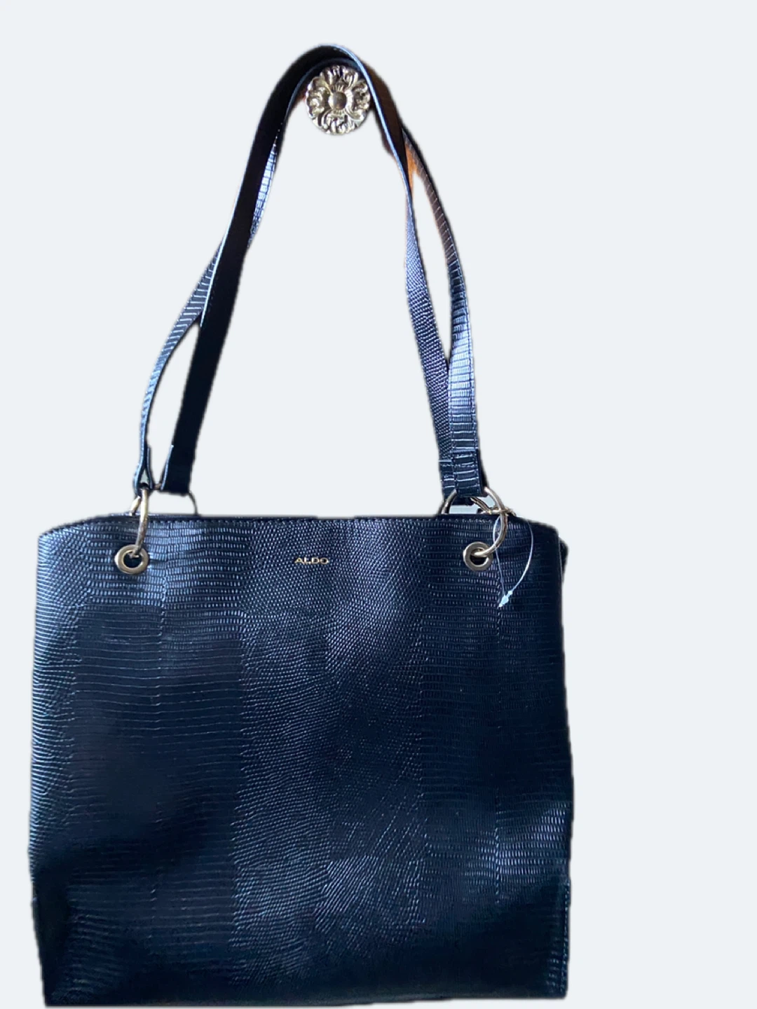 ALDO Black Faux Lizard Tote Bag - photo 2