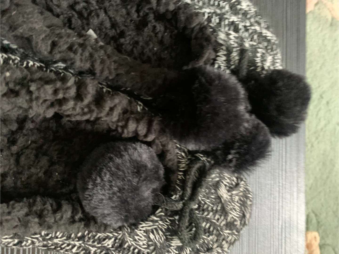 Women's Pom Pom Slippers - Black & White Knit - photo 3