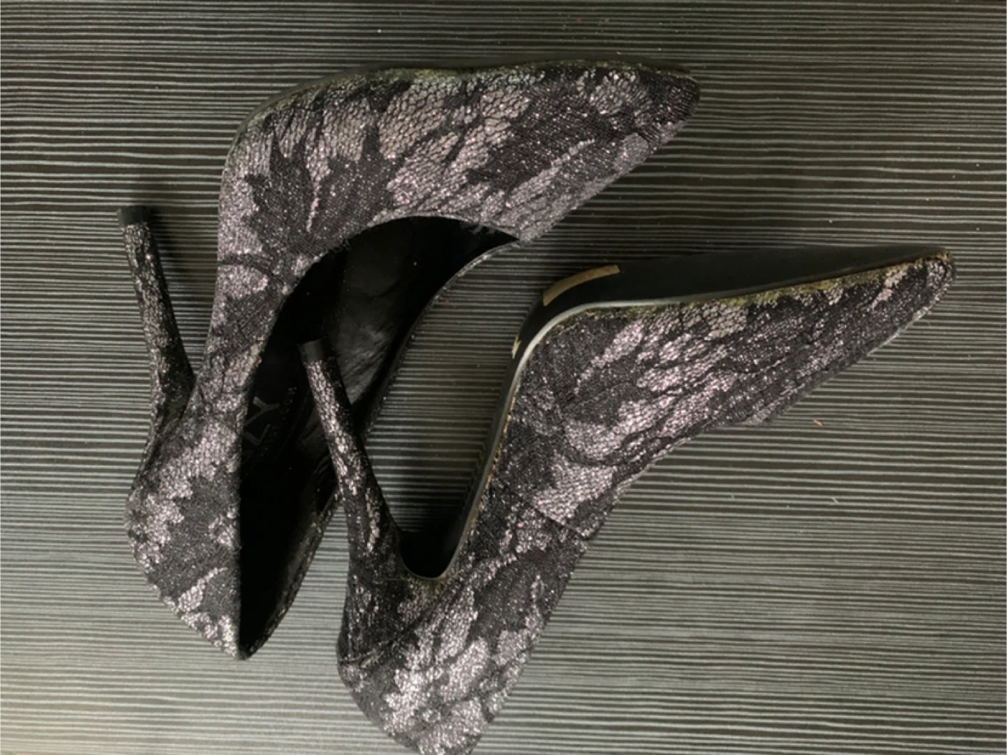 SUZY Women's Black Sparkly Lace Heels size 6 - photo 5