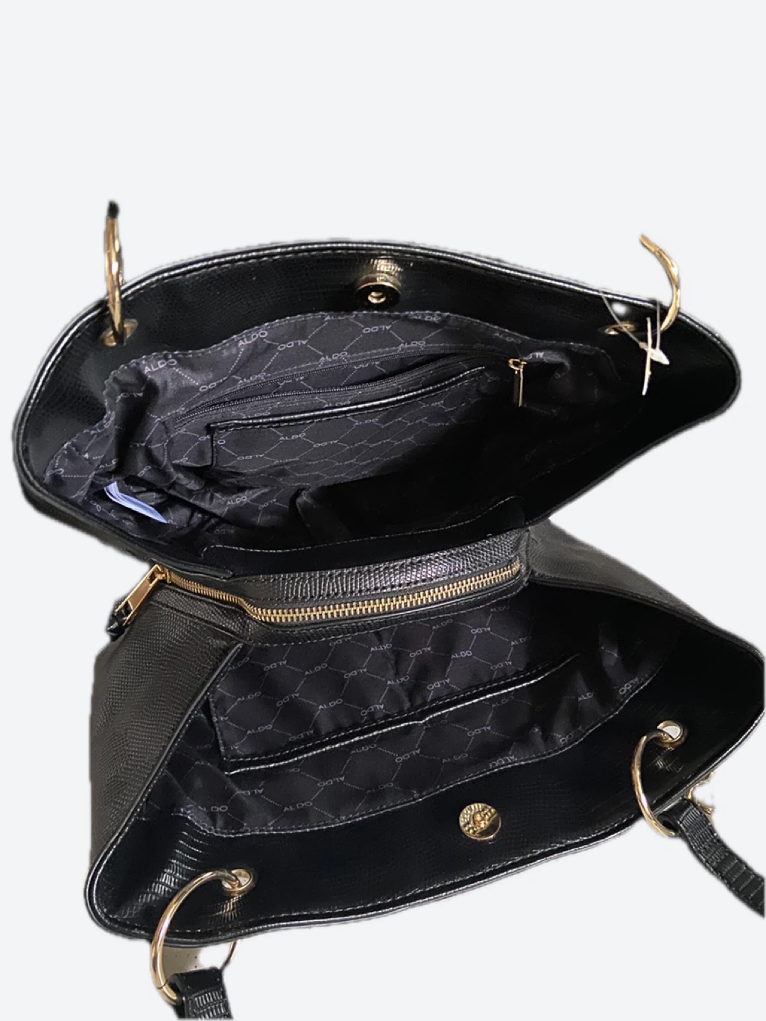 ALDO Black Faux Lizard Tote Bag - photo 3