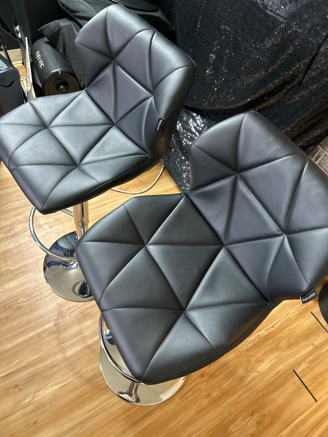 Moving Sale! Set of 2 Black Faux Leather Bar Stools - photo 2