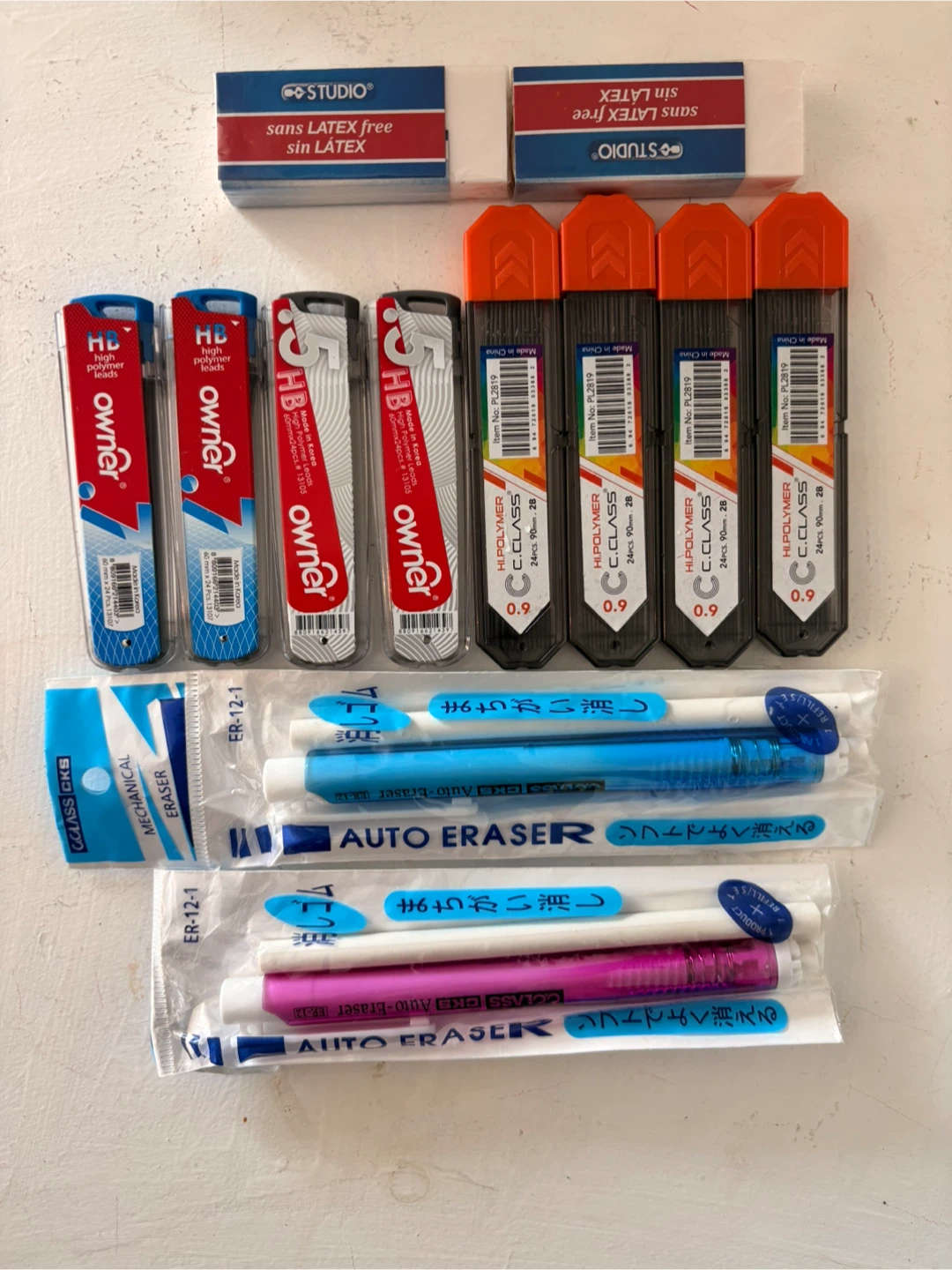 HB Owner Mechanical Pencil Leads & GCLASS CKS Auto Erasers