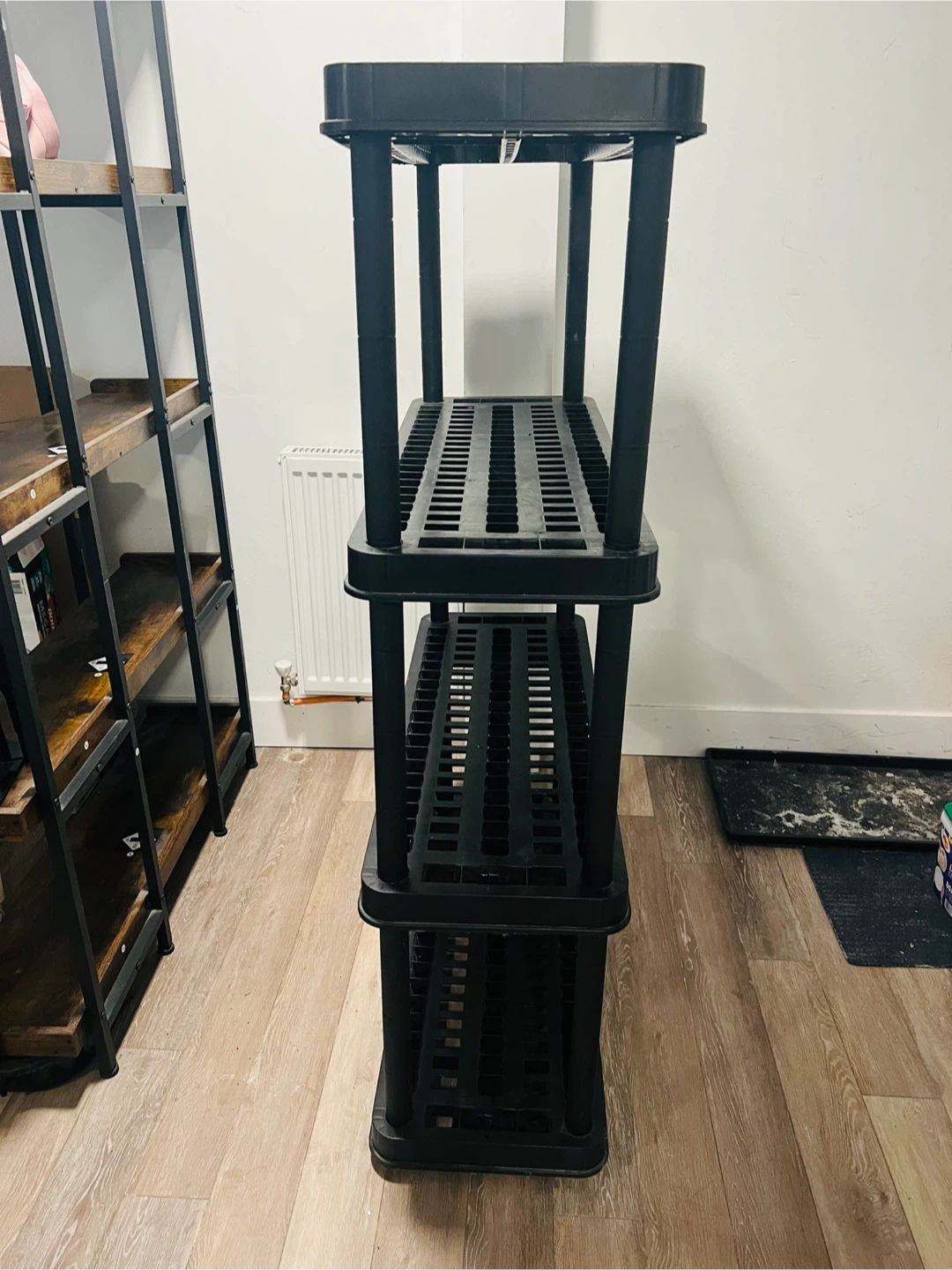 MOVING SALE!! Black Plastic 4-Tier Shelving Unit - photo 5