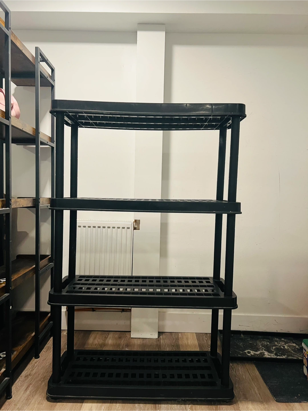 MOVING SALE!! Black Plastic 4-Tier Shelving Unit - photo 3