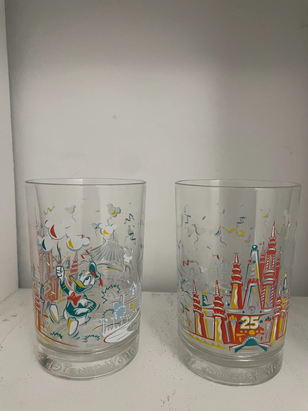 2 Disney World McDonald’s Donald Duck 25th Anniversary Glasses