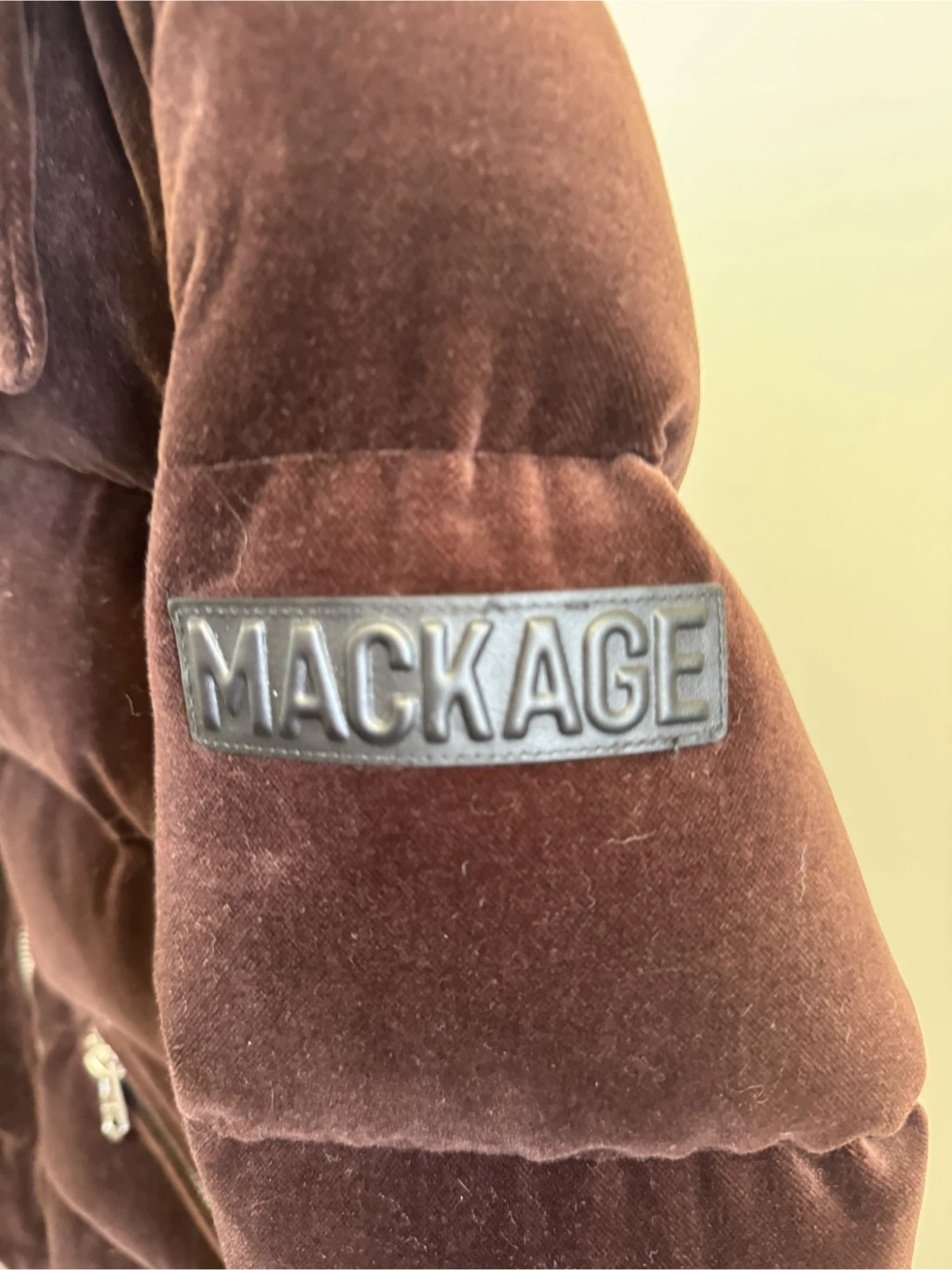 MACKAGE Brown Velvet Puffer Jacket Size S/P - photo 2