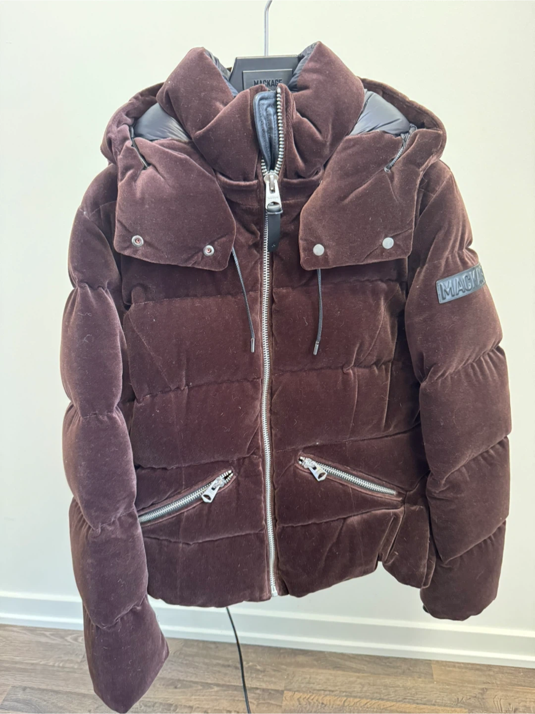 MACKAGE Brown Velvet Puffer Jacket Size S/P