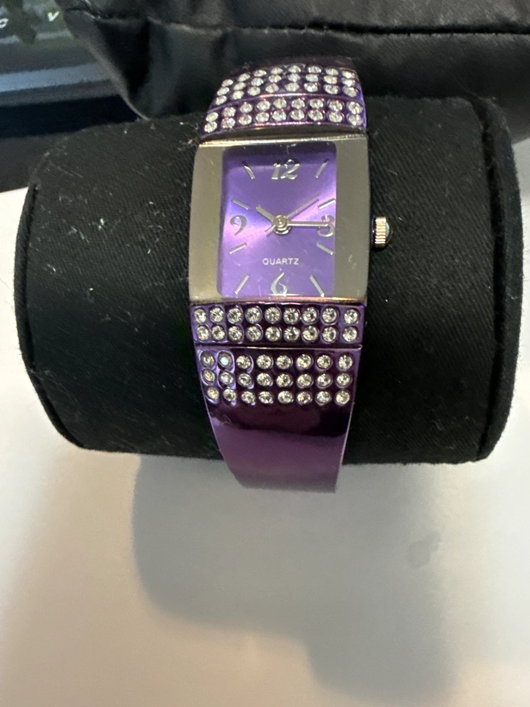Purple Quartz Watch with Rhinestones
