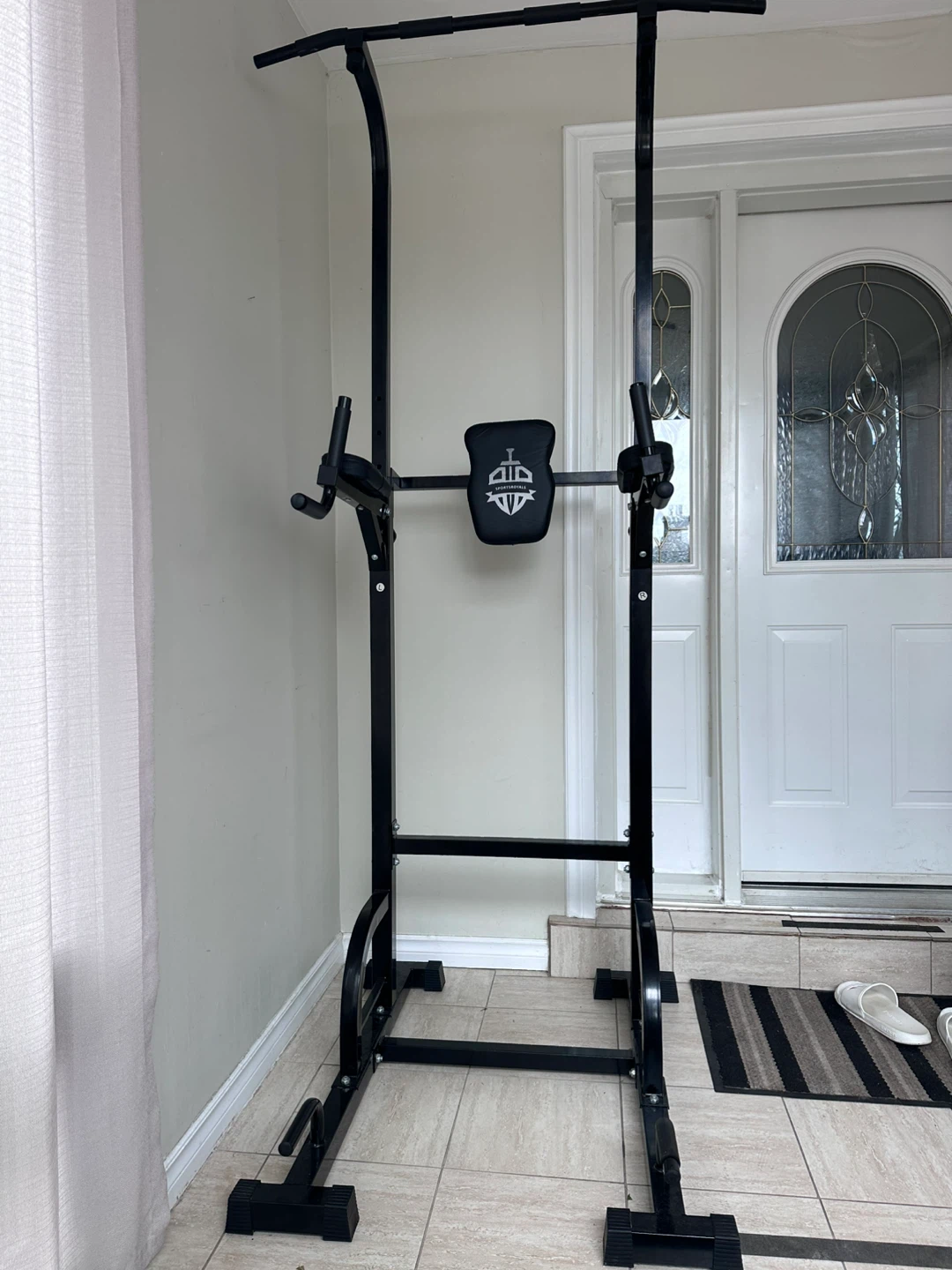 Black Pull Up Dip Station Tower