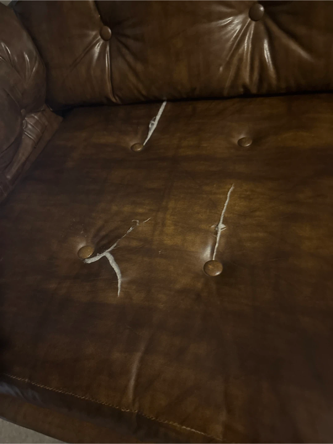 Brown Tufted Leather Sofa used $20 firm - photo 5